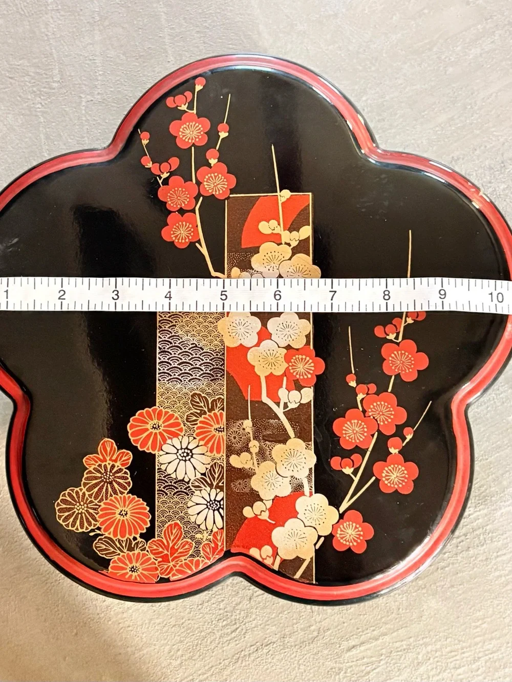 Vtg 1970s Japanese Lacquerware Hanami Bento Box 5 Compartmnt Cherry Blossom Tray